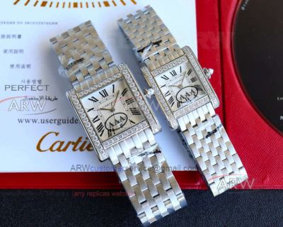 TW Factory Replica Cartier Tank Quartz Movement Stainless Steel Couple Watch 